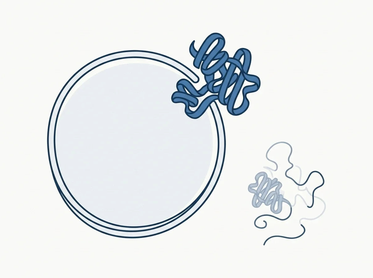 A protein anchored to a plant oil body, beside the same protein unravelled without it