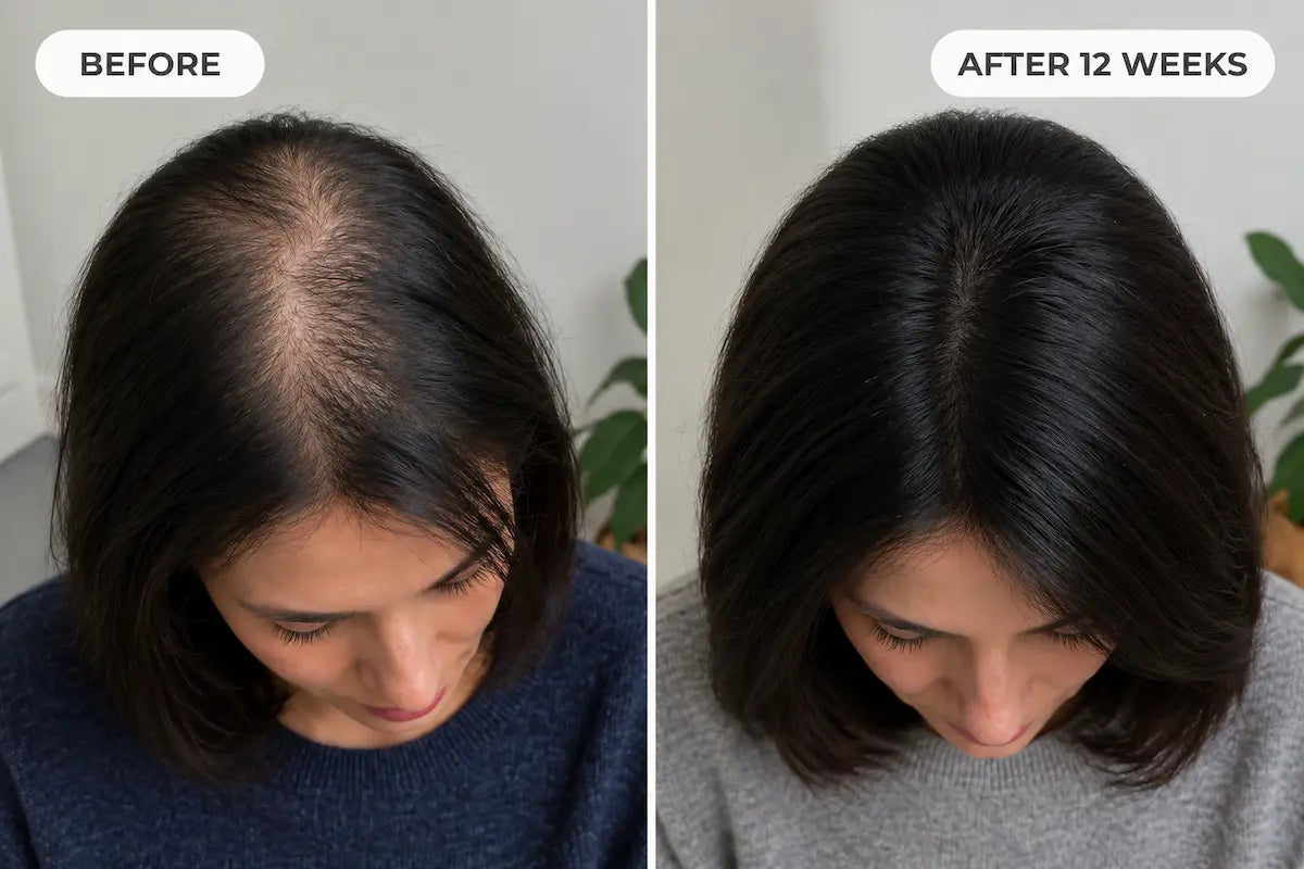 Before and after, 12 weeks. Individual results vary.