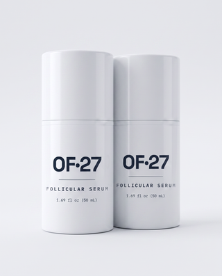 OF·27 Follicular Serum, two bottles: the full twelve-week course, studio shot