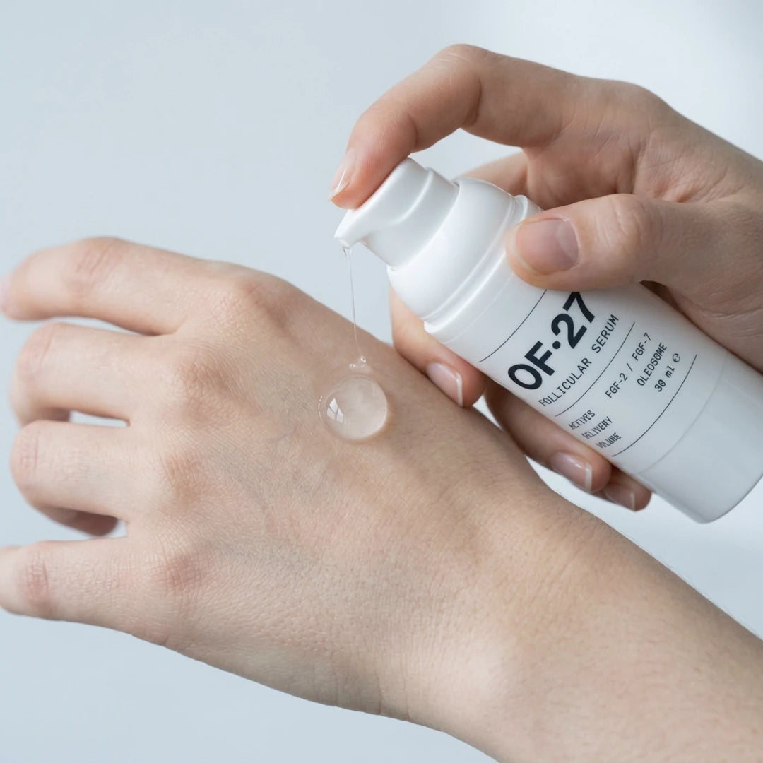 OF27 serum texture on hand