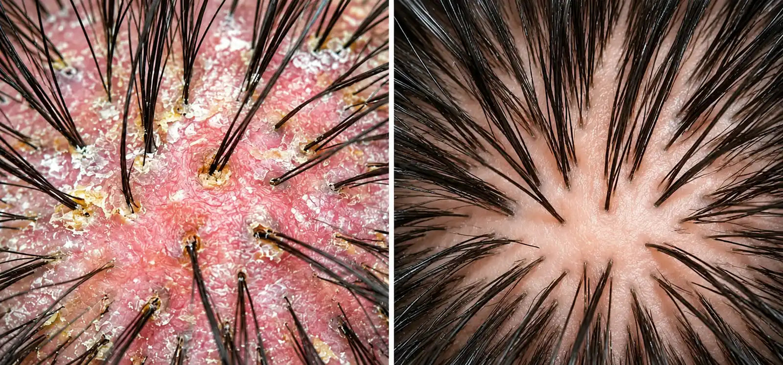 Hair strand thickness comparison — before and after OF27